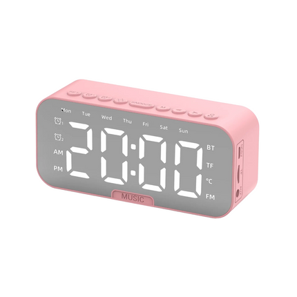 Rosa smart vekkerklokke med Bluetooth