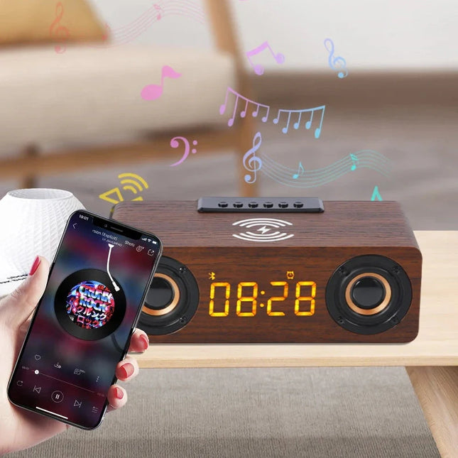 Retro vekkerklokke med Bluetooth høyttaler