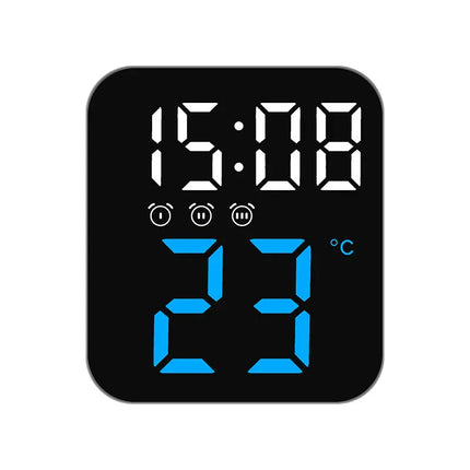 Kompakt digital reisevekkerklokke med termometer