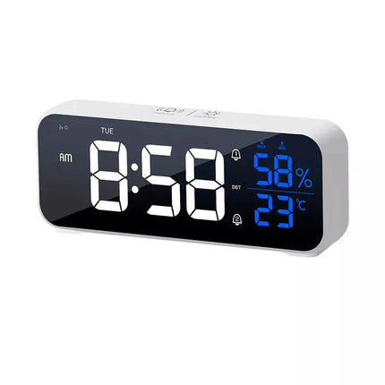 Hvit design vekkerklokke med LED-skjerm