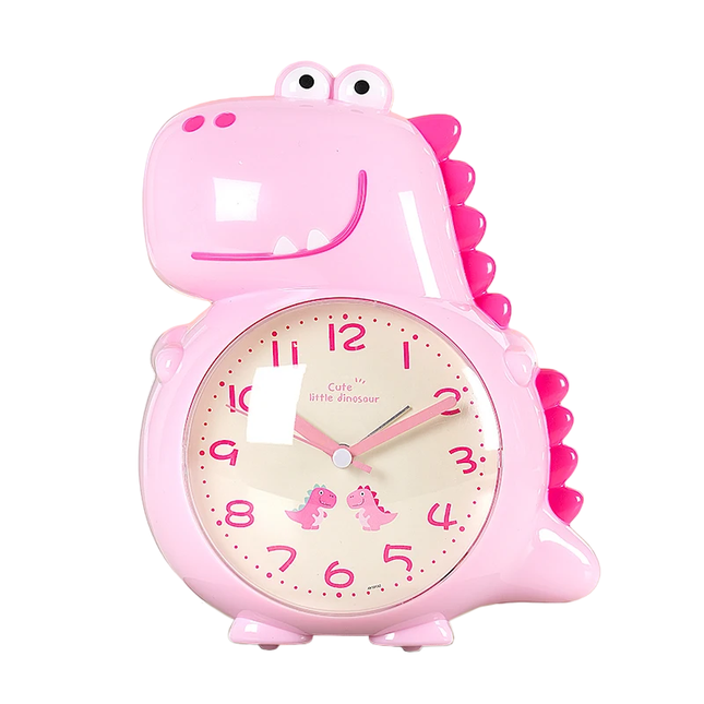 Rosa analog dinosaur vekkerklokke til jenter