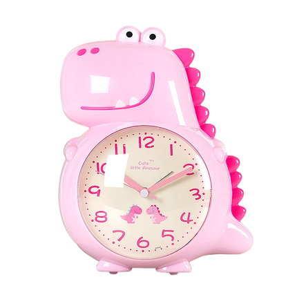 Rosa analog dinosaur vekkerklokke til jenter