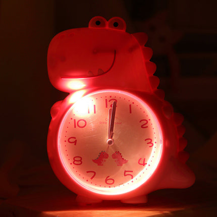 Rosa analog dinosaur vekkerklokke til jenter