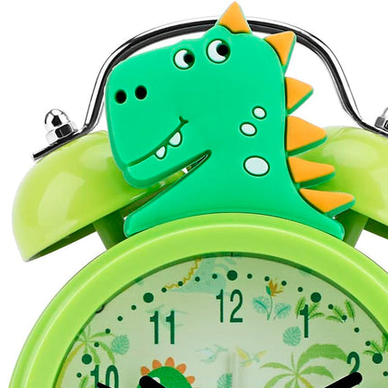 Grønn analog dinosaur vekkerklokke for barn