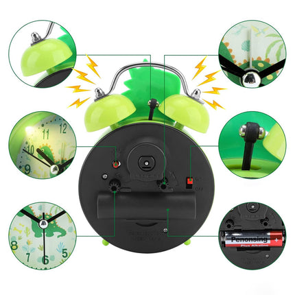 Grønn analog dinosaur vekkerklokke for barn