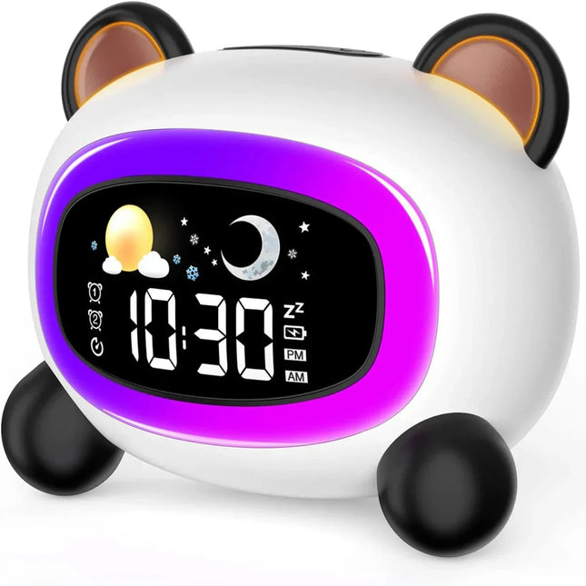 Panda vekkerklokke for barn med lys