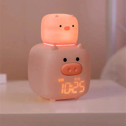 Søt rosa gris vekkerklokke