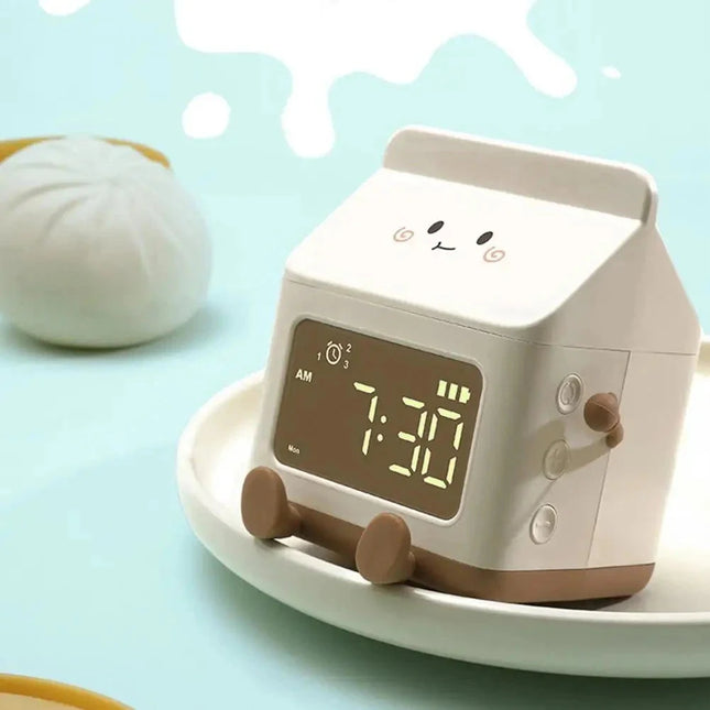 Søt melkekartong vekkerklokke for barn
