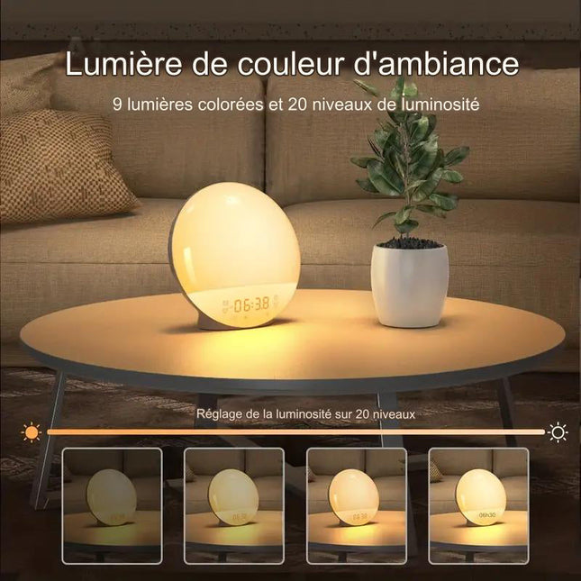 Smart vekkerklokke med radio og lys