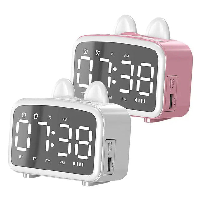 Smart digital vekkerklokke med kaninører