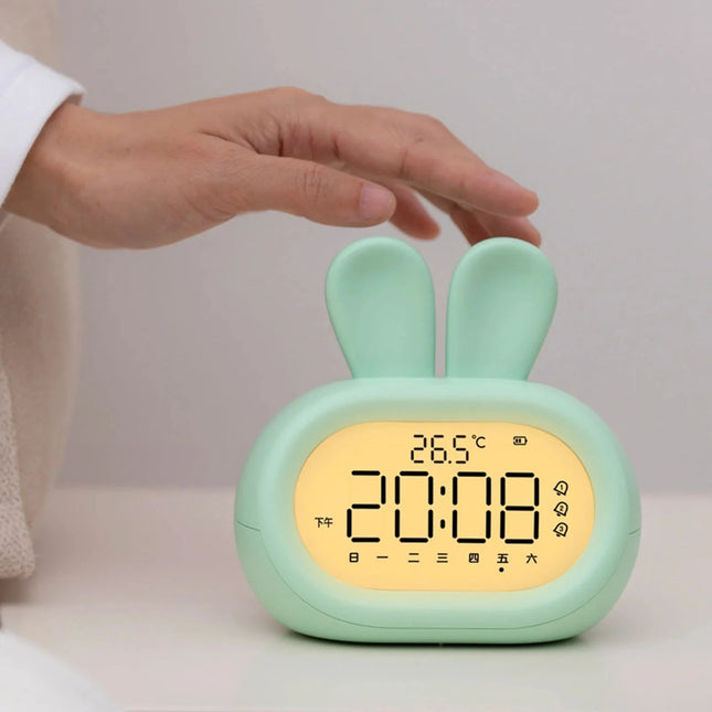 Søt kanin vekkerklokke med nattlys