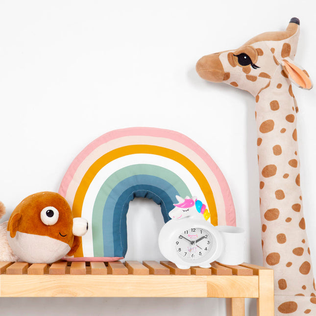 Hvit enhjørning vekkerklokke for barn