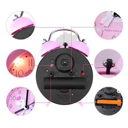 Lysende enhjørning vekkerklokke for barn