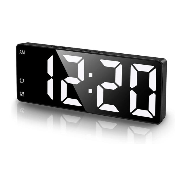 Batteridrevet LED-vekkerklokke med speil