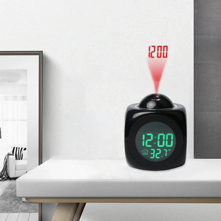 Kompakt digital vekkerklokke med projektor