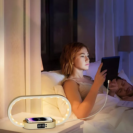 Moderne bordlampe med vekkerklokke