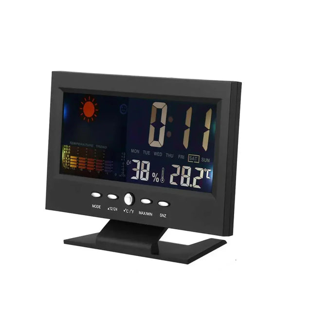 Digital vekkerklokke med kalender og temperatur