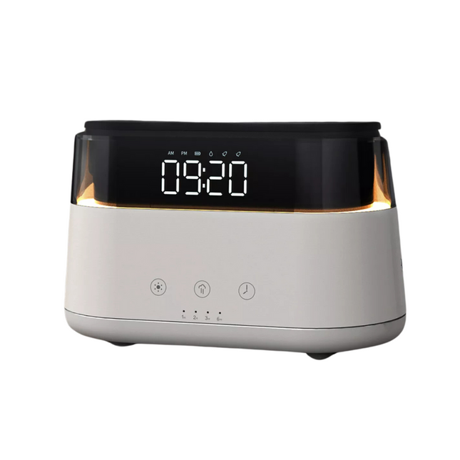 Vekkerklokke med aromadiffuser og nattlys