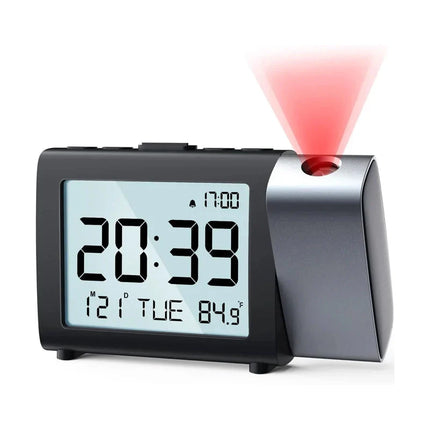 Batteridrevet vekkerklokke med projeksjon for reise