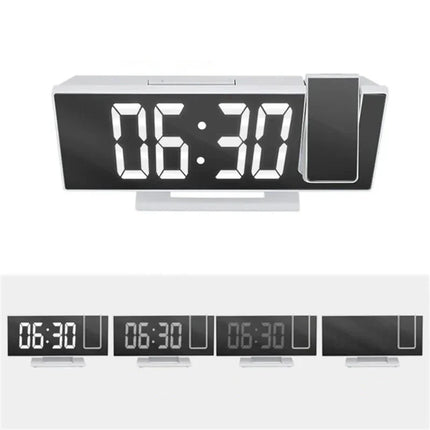 Hvit speil vekkerklokke med projeksjon