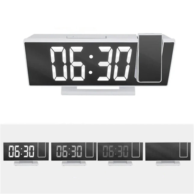 Hvit speil vekkerklokke med projeksjon