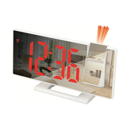 Hvit speil vekkerklokke med projeksjon