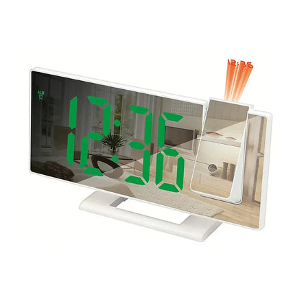 Hvit speil vekkerklokke med projeksjon