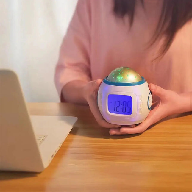 Vekkerklokke med stjerneprojektor for barnerom