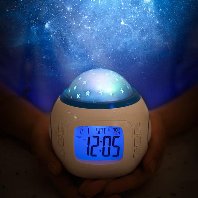 Vekkerklokke med stjerneprojektor for barnerom