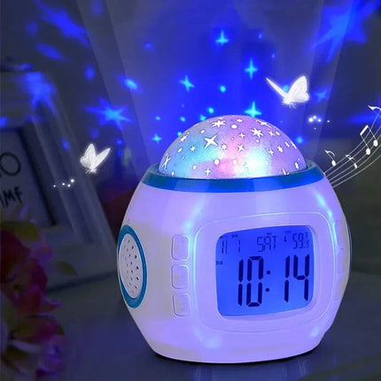 Vekkerklokke med stjerneprojektor for barnerom