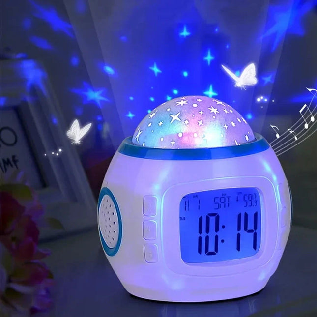 Vekkerklokke med stjerneprojektor for barnerom