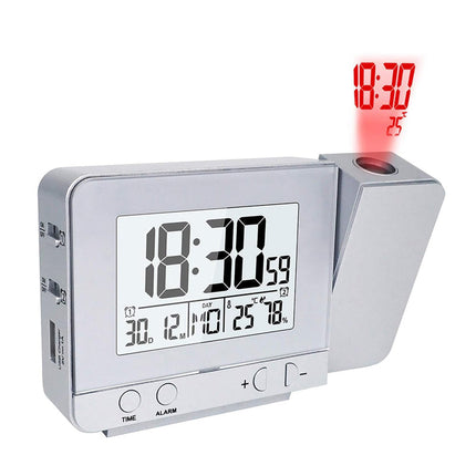 Digital vekkerklokke med tidsprojeksjon på vegg