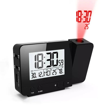 Digital vekkerklokke med tidsprojeksjon på vegg