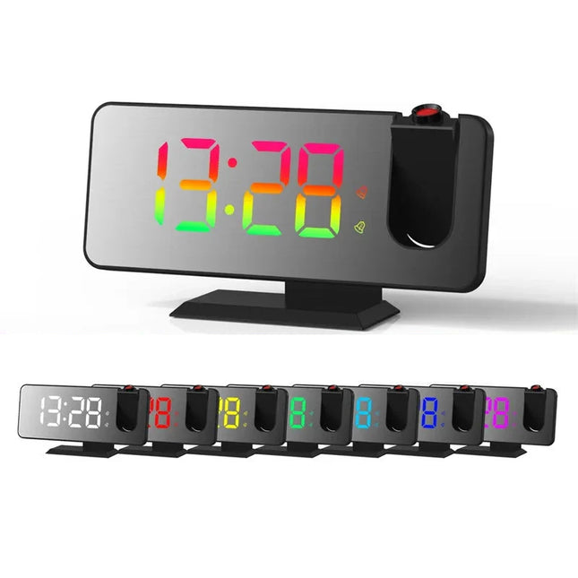 Strømdrevet vekkerklokke med speil og projeksjon