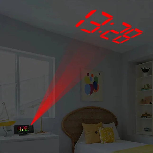 Strømdrevet vekkerklokke med speil og projeksjon