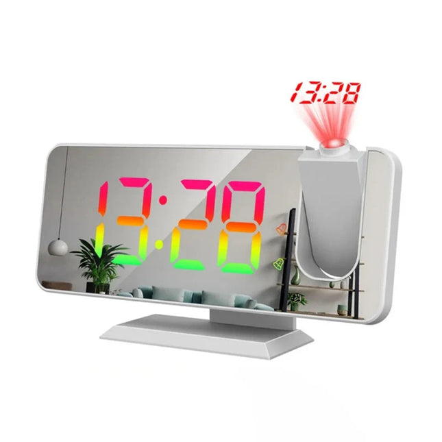 Strømdrevet vekkerklokke med speil og projeksjon