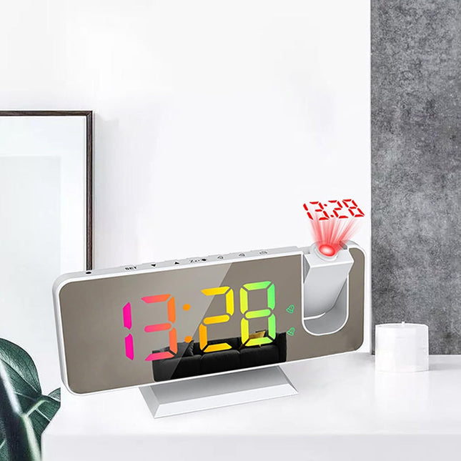 Strømdrevet vekkerklokke med speil og projeksjon