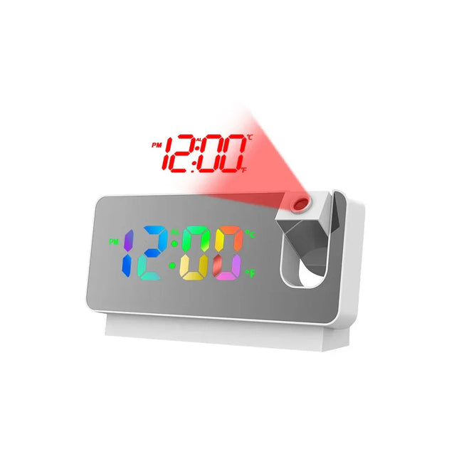 Speil vekkerklokke med USB og projeksjon