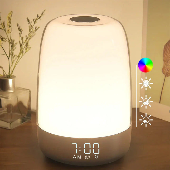 Nattbordslampe med soloppgang vekkerklokke