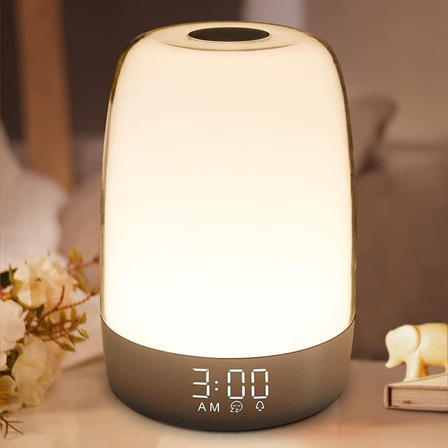 Nattbordslampe med soloppgang vekkerklokke
