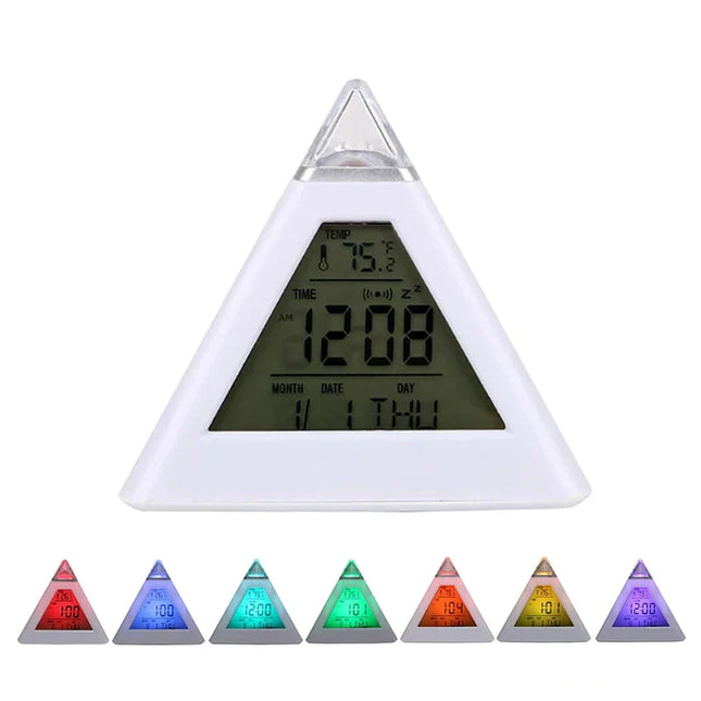 Pyramide vekkerklokke med stemningslys