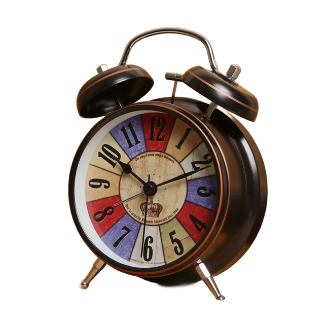 Retro vekkerklokke med fargerik urskive