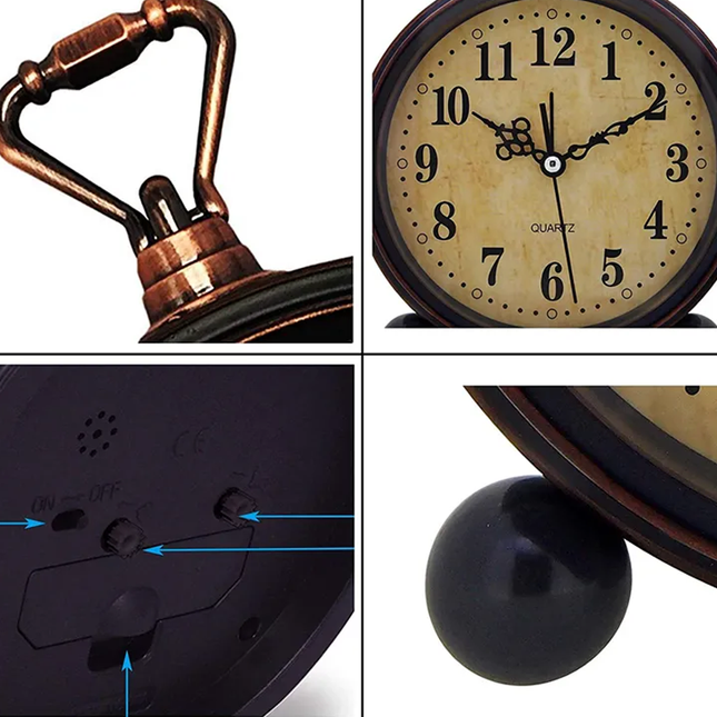 Vintage vekkerklokke i lommeur-stil